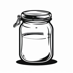 Wall Mural - jar illustration, flat black color, icon, simple and minimal, isolated on a flat background
