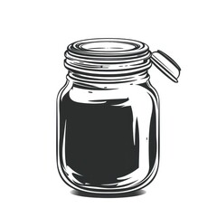 Wall Mural - jar illustration, flat black color, icon, simple and minimal, isolated on a flat background
