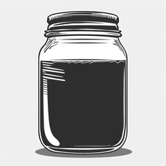 Wall Mural - jar illustration, flat black color, icon, simple and minimal, isolated on a flat background
