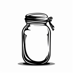 Wall Mural - jar illustration, flat black color, icon, simple and minimal, isolated on a flat background
