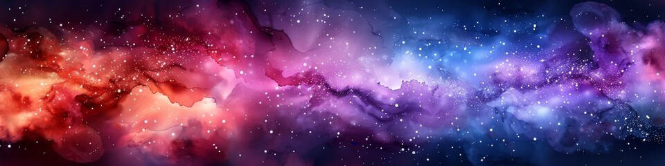 Wall Mural - a soft abstract watercolor style illustration with mainly purple and red tones.