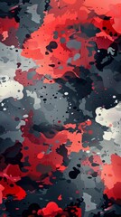 Wall Mural - Abstract black, white, gray, and red texture with pixels and grunge.