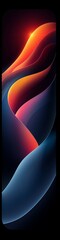 Wall Mural - A sleek abstract design in mainly blue and black with orange highlights. 