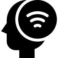 Poster - human mind with wifi icon