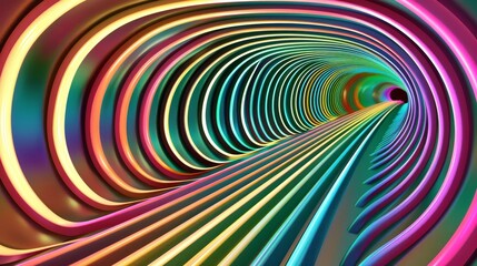 Wall Mural - Abstract tunnel background with colorful stripes