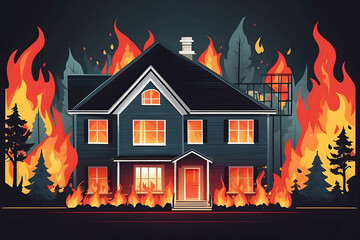 Wall Mural - National Fire Prevention Month is observed every year in October to raise fire safety awareness and help ensure our homes and families are protected. Vector illustration design.