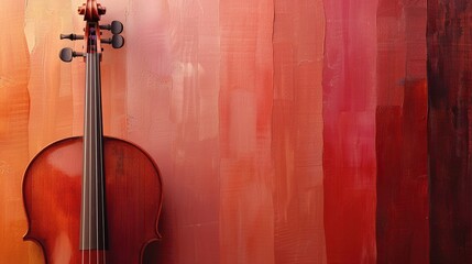 Wall Mural - Gentle ombre from soft peach to rich burgundy, mimicking the warm, resonant tones of a cello, 