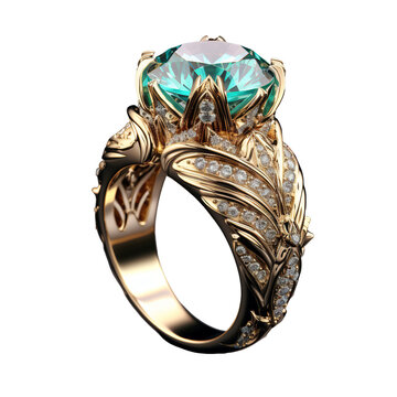 illustration of jewelry ring design fash, isolated on transparent png background, generative ai