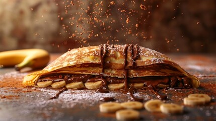 Wall Mural - crepes with chocolate and banana, chocolate