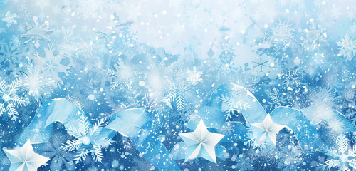 Wall Mural - winter wonderland memorial day banner featuring snowflake stars and icy stripes.