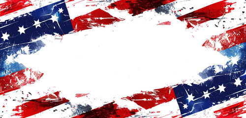 Wall Mural - patriotic glitch effect in american flag colors for an ultrawide header/footer with ample text space
