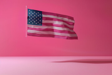 Wall Mural - bold magenta american flag floating effortlessly against a transparent canvas, perfect for vibrant d