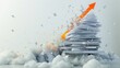 © sorapop - Data Revolution A playful 3D graphic of a stack of papers bursting into digital data clouds and streams, with an orange arrow moving upward, symbolizing the data-driven decision-ma, AI Generative
