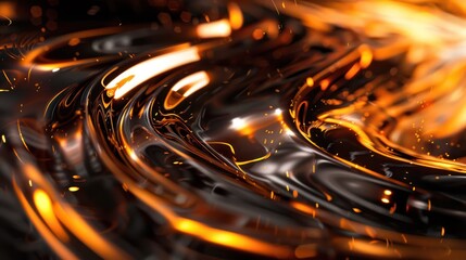Poster - A black and orange swirl with fire in the background