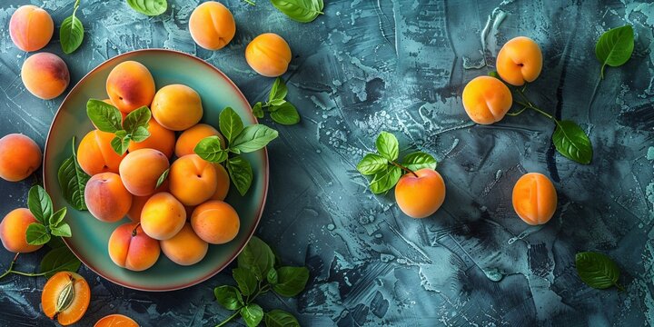 Apricott banner. Apricott background. Overal plan food photography