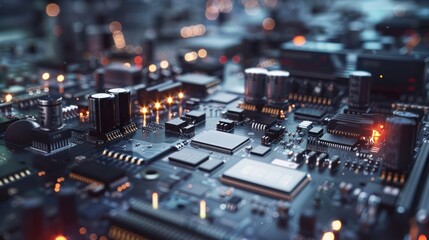 Leinwandbilder - A close up of a computer chip with many small lights on it