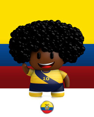 Wall Mural - 3d caricature of Ecuador soccer player