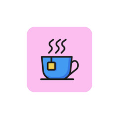 Poster - Cup of tea line icon. Tea bag, hot beverage, dish. Drink concept. Can be used for topics like coffee shop, cafe, English breakfast.