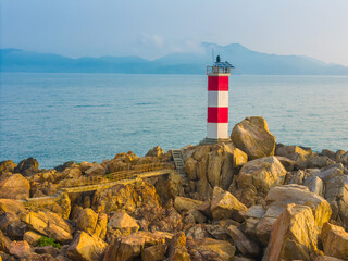 View of Ganh Den Lighthouse, Phu Yen. This is a famous tourist destination of Vietnam.