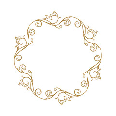 Wall Mural - vector round floral frame with ivy leaves decoration. vintage style ivy stems wreath.