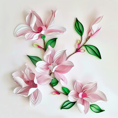 Wall Mural - Paper flowers on white background
