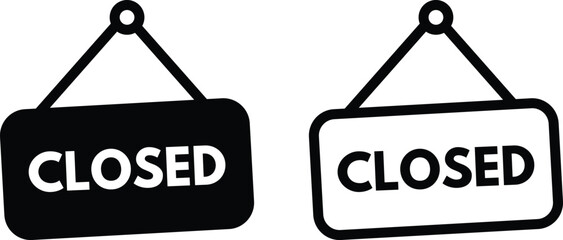 Poster - closed icon set in two styles isolated on white background for shop and store . vector