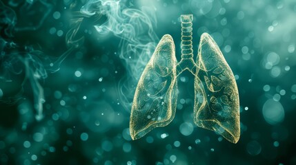 Wall Mural -  A 3D image of a lung in the air with smoke emanating from it, encompassing the lungs