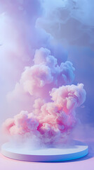 Wall Mural - Round podium surrounded by smoke