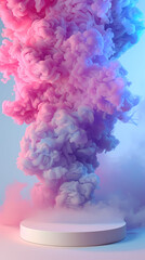 Wall Mural - Round podium surrounded by smoke