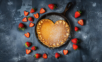 Wall Mural - Breakfast of strawberries and crepes