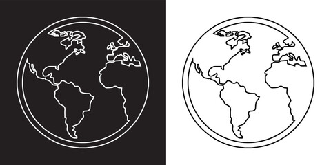 Poster - Globe icon vector. Earth icon sign symbol in trendy flat style. Planet vector icon illustration isolated on black and white background
