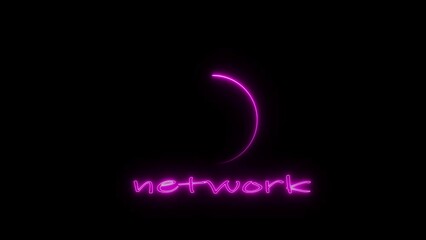 Wall Mural - Abstract neon super fast network sign icon animation on black background.