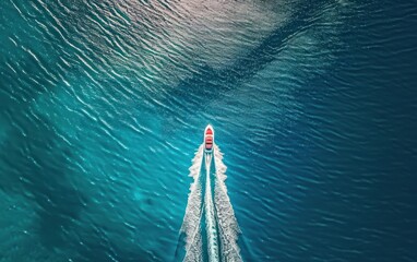 Canvas Print - Speedboat Cutting Through Clear Blue Ocean