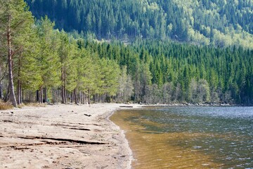 Poster - Storsanden shore in the lake of Fosterlaagen, Norway