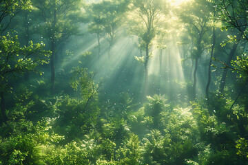 Poster - sun rays in the forest