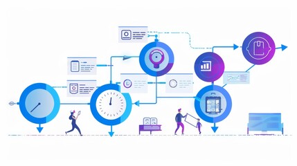 Poster - a flow chart with a man and two other people walking through it