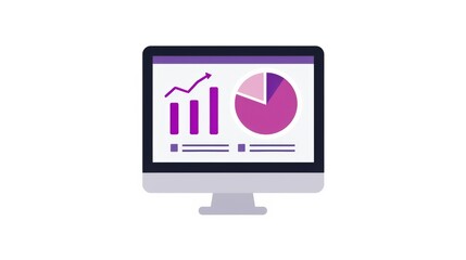 Aufkleber - A computer monitor displays a graph with a purple background. The graph is divided into several sections, each with a different color. The graph appears to be a representation of data or information