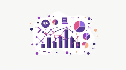 Fototapete - A colorful graph with many different colored circles and lines. The graph is titled 