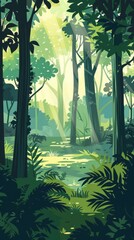 Poster - A forest scene with trees and a path