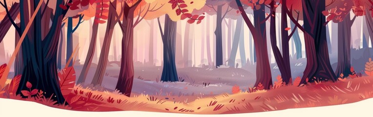 Poster - A forest scene with trees and a path