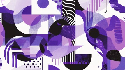 Aufkleber - A colorful abstract painting with purple and white tones. The painting is full of shapes and lines, and it gives off a feeling of energy and movement. The colors and shapes seem to be randomly placed