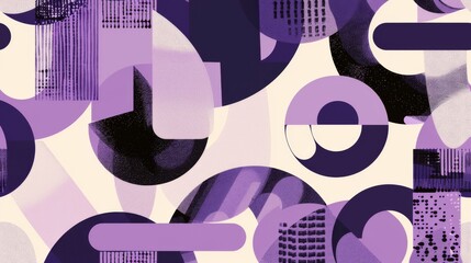 Poster - A colorful abstract painting with purple and black shapes. The painting is full of different shapes and colors, creating a dynamic and energetic feel