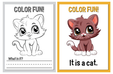 Poster - Coloring and learning activity with cute cat illustrations