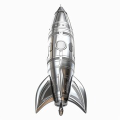 chrome rocket with barley engraving on the chassis, isolated on white background