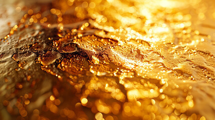 Canvas Print - A shimmering gold metal background with a hammered texture, close-up for luxury design 