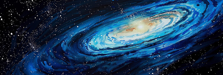 Wall Mural - watercolor spiral galaxy in space