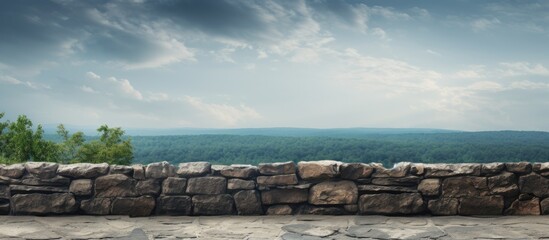 Poster - An image of an aged stone wall with a view of copy space