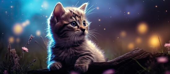 Poster - The adorable kitten is lost in its own dream world completely captivated by something unknown as shown in the copy space image