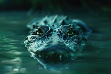 Wall Mural - A close up of an alligator in the water, suitable for wildlife and nature themes