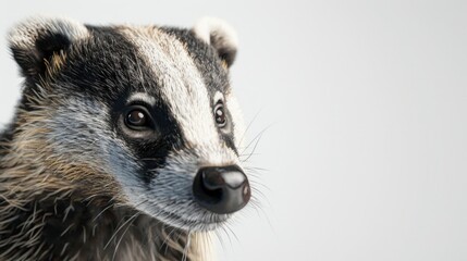 Poster - A close up image of a badger looking at the camera. Suitable for wildlife and nature themes
